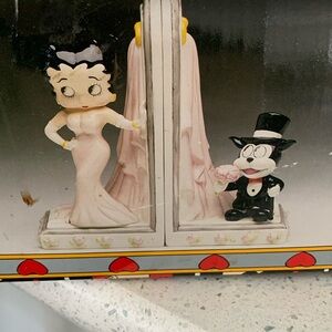 1995 Vintage Betty Boop And Bimbo The Cat Cartoon Character Bookends NEW MINT